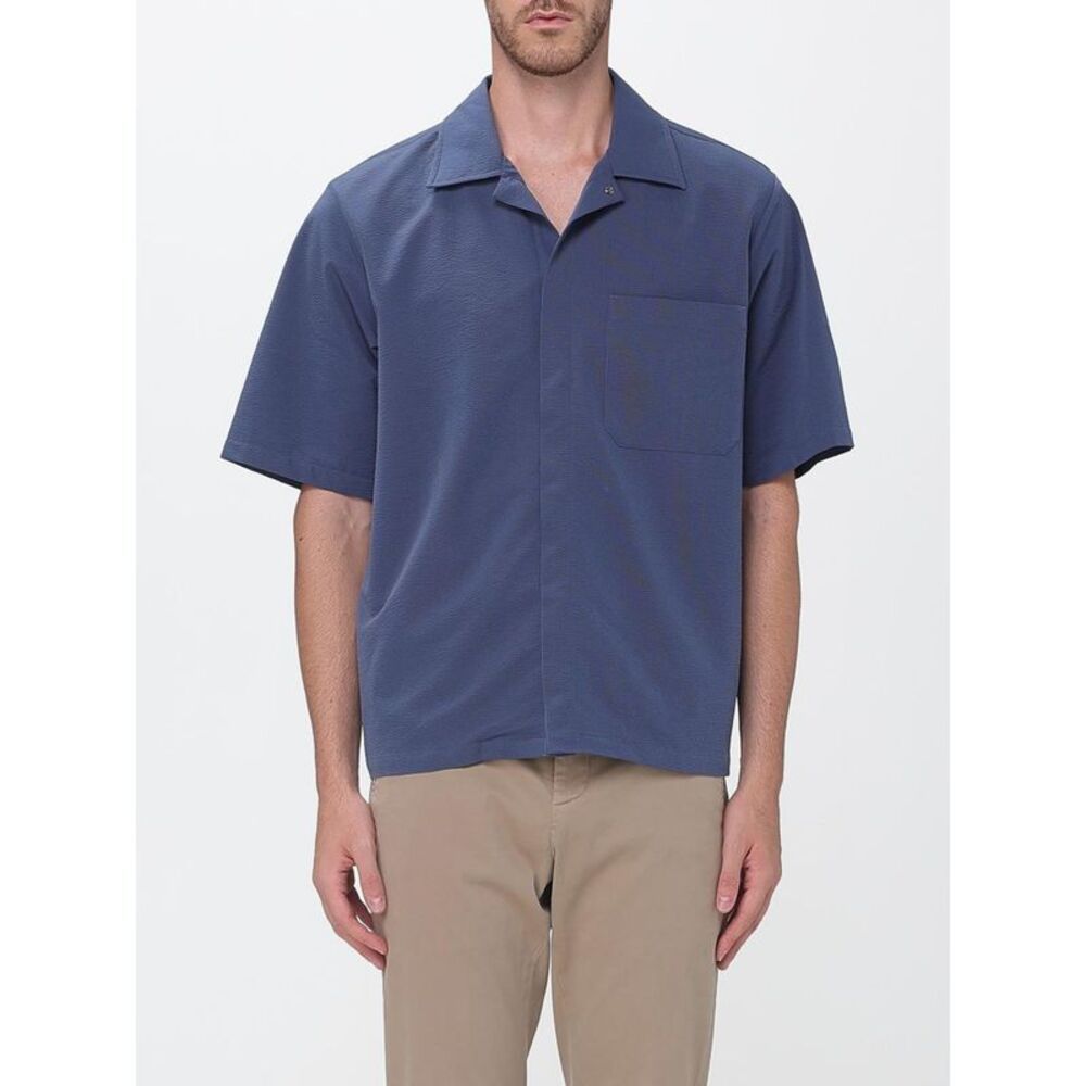 Herno Men Herno Casual Short-Sleeved Shirt With French Collar And Patch Pockets